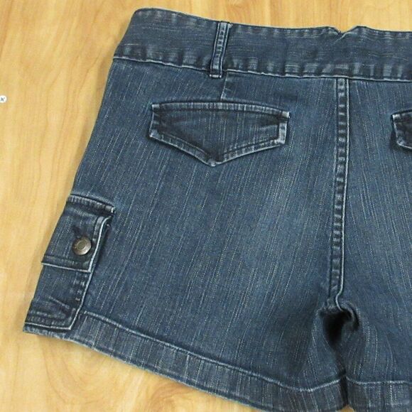 CALVIN KLEIN Cargo Utility Jean Shortie Shorts Sz 12/31 Dark Wash Stretch Denim - Picture 8 of 12
